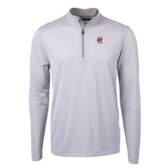 Chicago Cubs Cutter & Buck Virtue Eco Pique Micro Stripe Recycled Quarter-Zip Pullover Top - MLB Pullover