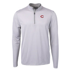 Cincinnati Reds Cutter & Buck Virtue Eco Pique Micro Stripe Recycled Quarter-Zip Pullover Top - MLB Pullover