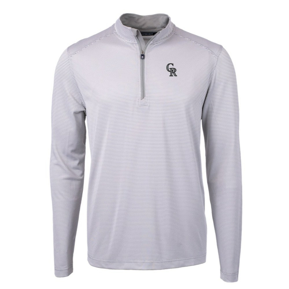 Colorado Rockies Cutter & Buck Virtue Eco Pique Micro Stripe Recycled Quarter-Zip Pullover Top - MLB Pullover
