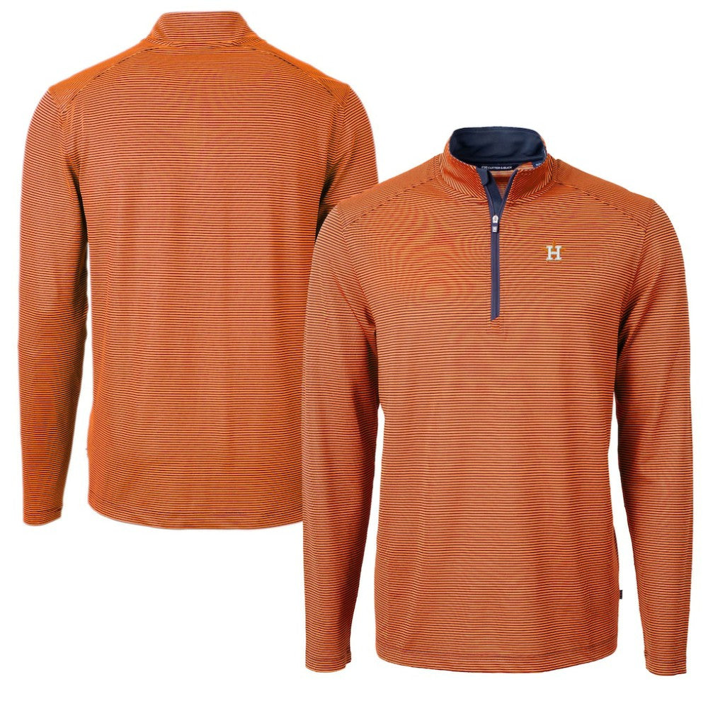 Houston Astros Cutter & Buck Virtue Eco Pique Micro Stripe Recycled Quarter-Zip Pullover Top - MLB Pullover
