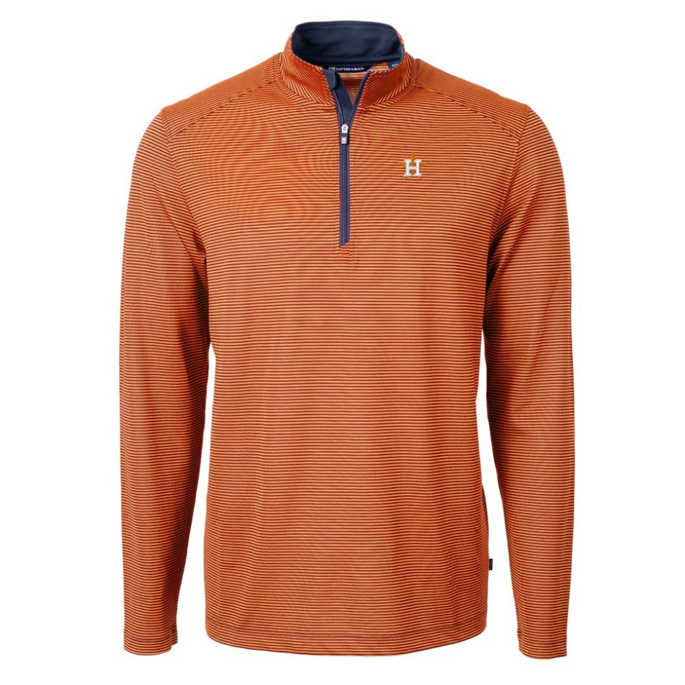 Houston Astros Cutter & Buck Virtue Eco Pique Micro Stripe Recycled Quarter-Zip Pullover Top - MLB Pullover