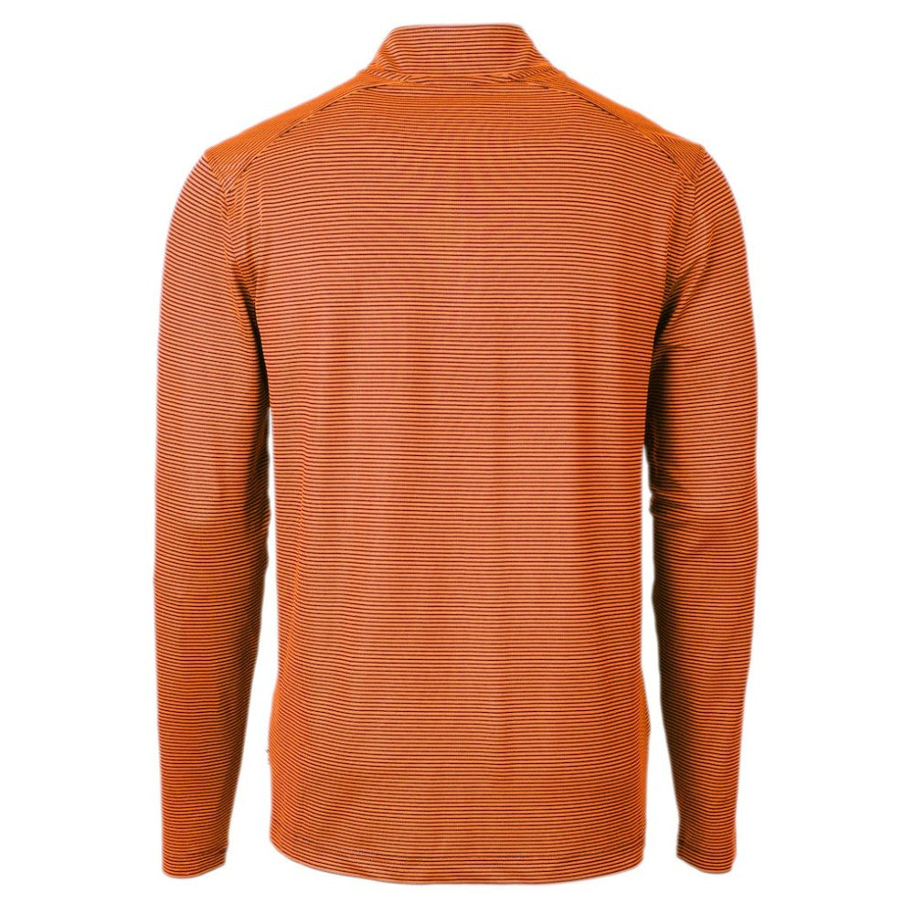 Houston Astros Cutter & Buck Virtue Eco Pique Micro Stripe Recycled Quarter-Zip Pullover Top - MLB Pullover