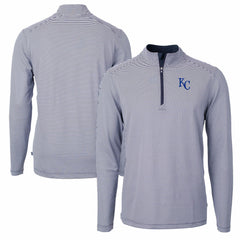 Kansas City Royals Cutter & Buck Virtue Eco Pique Micro Stripe Recycled Quarter-Zip Pullover Top - MLB Pullover