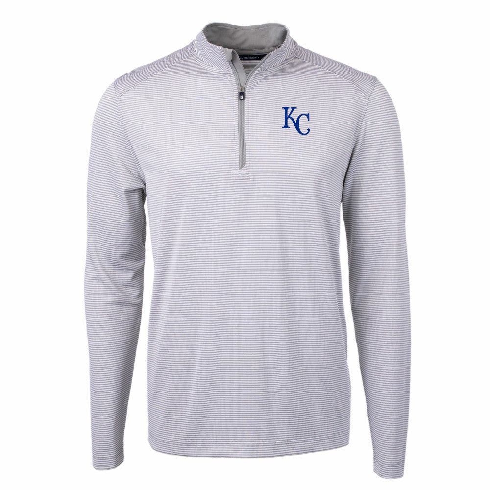 Kansas City Royals Cutter & Buck Virtue Eco Pique Micro Stripe Recycled Quarter-Zip Pullover Top - MLB Pullover