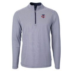Minnesota Twins Cutter & Buck Virtue Eco Pique Micro Stripe Recycled Quarter-Zip Pullover Top - MLB Pullover