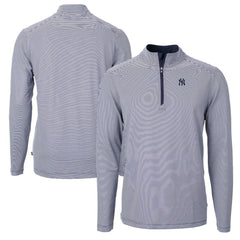 New York Yankees Cutter & Buck Virtue Eco Pique Micro Stripe Recycled Quarter-Zip Pullover Top - MLB Pullover