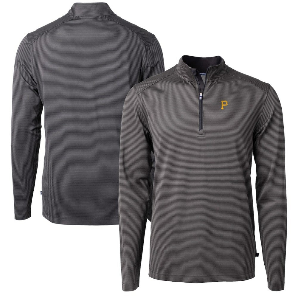 Pittsburgh Pirates Cutter & Buck Virtue Eco Pique Micro Stripe Recycled Quarter-Zip Pullover Top - MLB Pullover