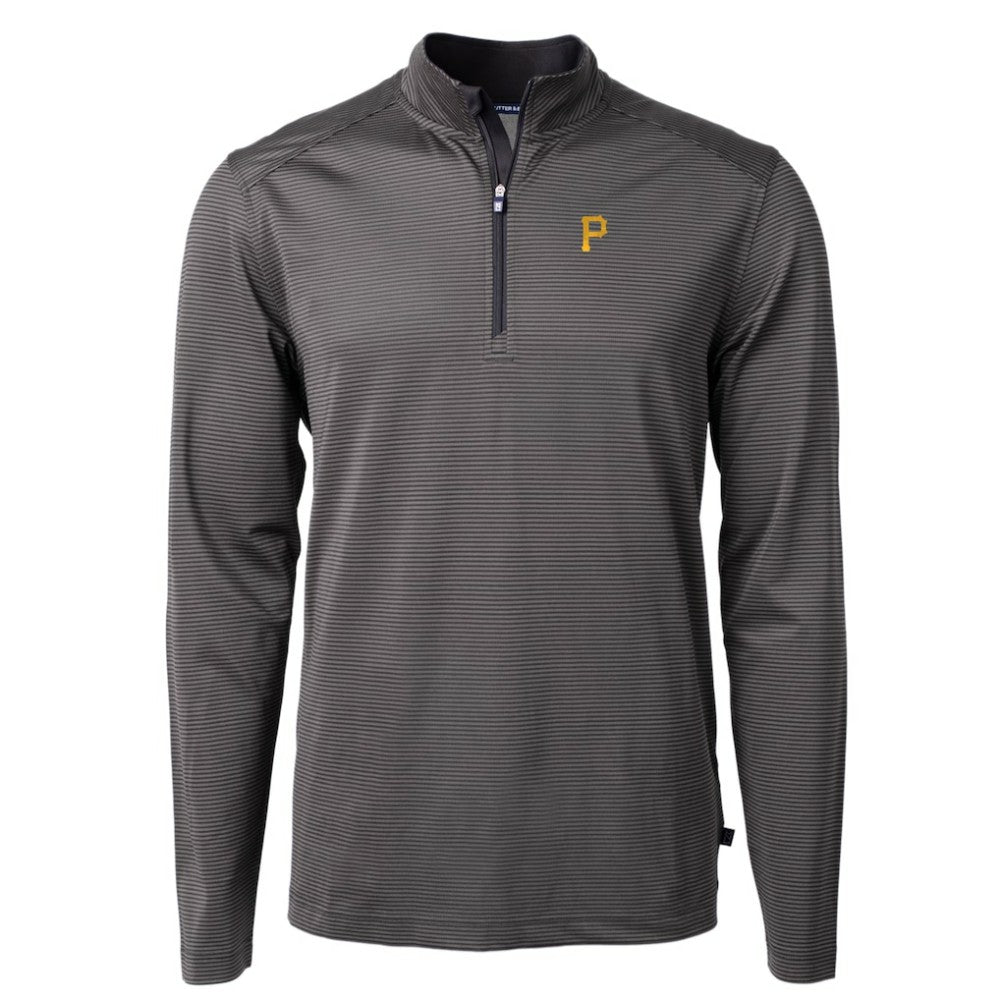 Pittsburgh Pirates Cutter & Buck Virtue Eco Pique Micro Stripe Recycled Quarter-Zip Pullover Top - MLB Pullover