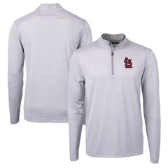St. Louis Cardinals Cutter & Buck Virtue Eco Pique Micro Stripe Recycled Quarter-Zip Pullover Top - MLB Pullover