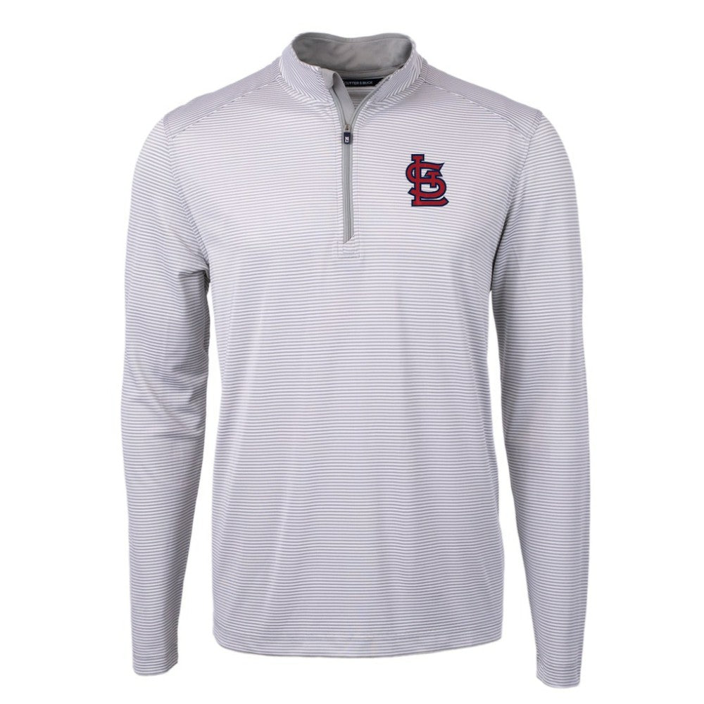 St. Louis Cardinals Cutter & Buck Virtue Eco Pique Micro Stripe Recycled Quarter-Zip Pullover Top - MLB Pullover