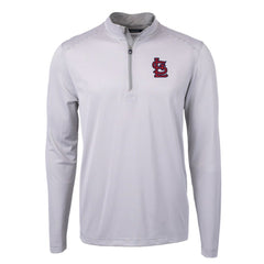 St. Louis Cardinals Cutter & Buck Virtue Eco Pique Micro Stripe Recycled Quarter-Zip Pullover Top - MLB Pullover