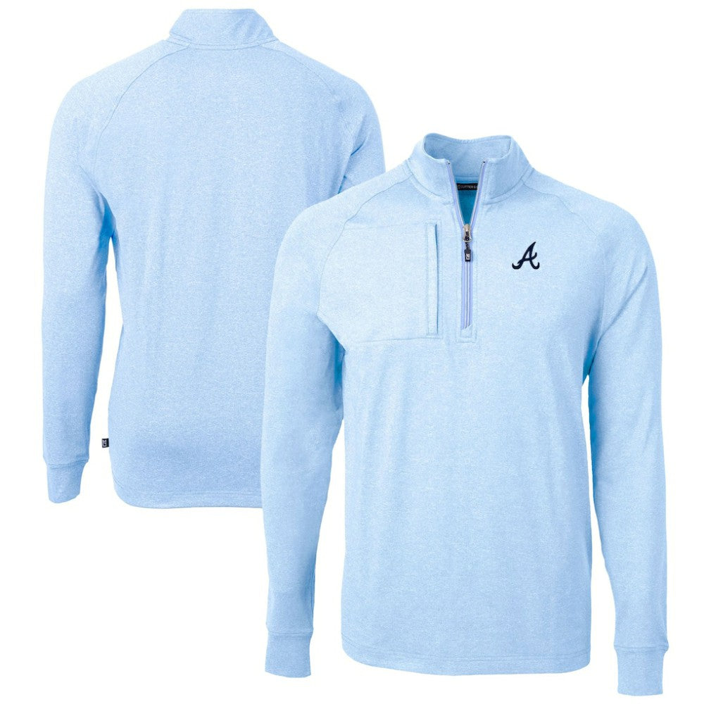Atlanta Braves Cutter & Buck Adapt Eco Knit Stretch Recycled Quarter-Zip Pullover Top - MLB Pullover