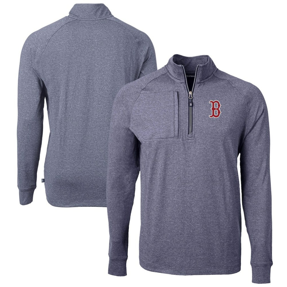Boston Red Sox Cutter & Buck Adapt Eco Knit Stretch Recycled Quarter-Zip Pullover Top - MLB Pullover