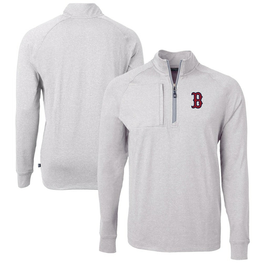 Boston Red Sox Cutter & Buck Adapt Eco Knit Stretch Recycled Quarter-Zip Pullover Top - MLB Pullover