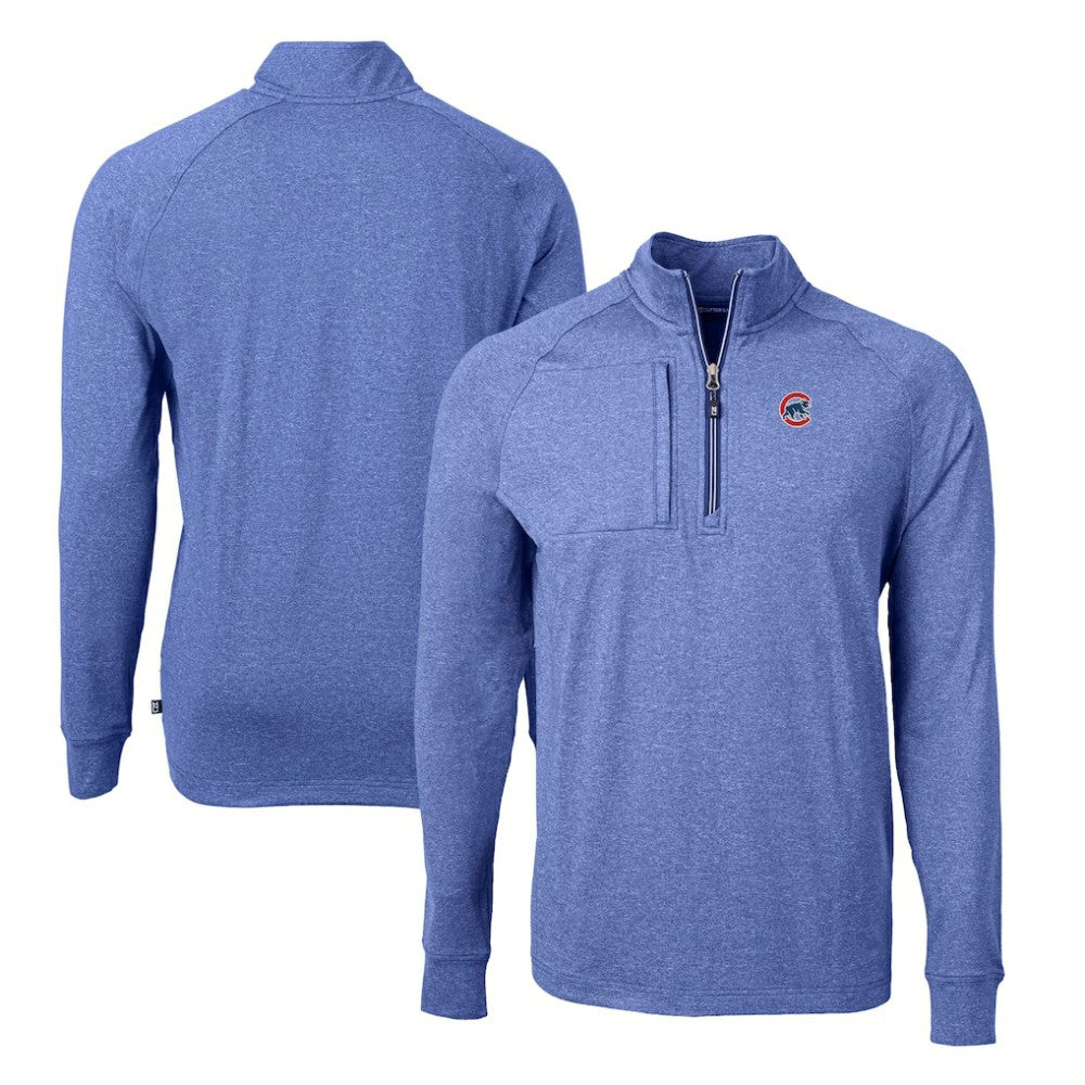 Chicago Cubs Cutter & Buck Adapt Eco Knit Stretch Recycled Quarter-Zip Pullover Top - MLB Pullover