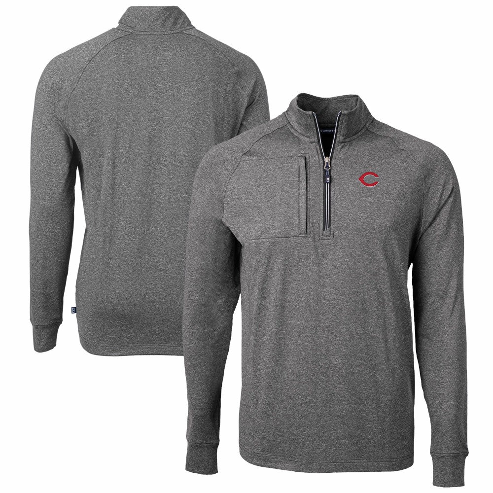Cincinnati Reds Cutter & Buck Adapt Eco Knit Stretch Recycled Quarter-Zip Pullover Top - MLB Pullover