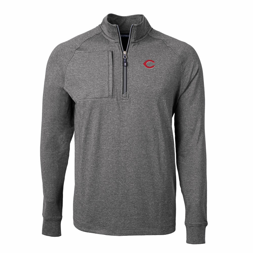Cincinnati Reds Cutter & Buck Adapt Eco Knit Stretch Recycled Quarter-Zip Pullover Top - MLB Pullover