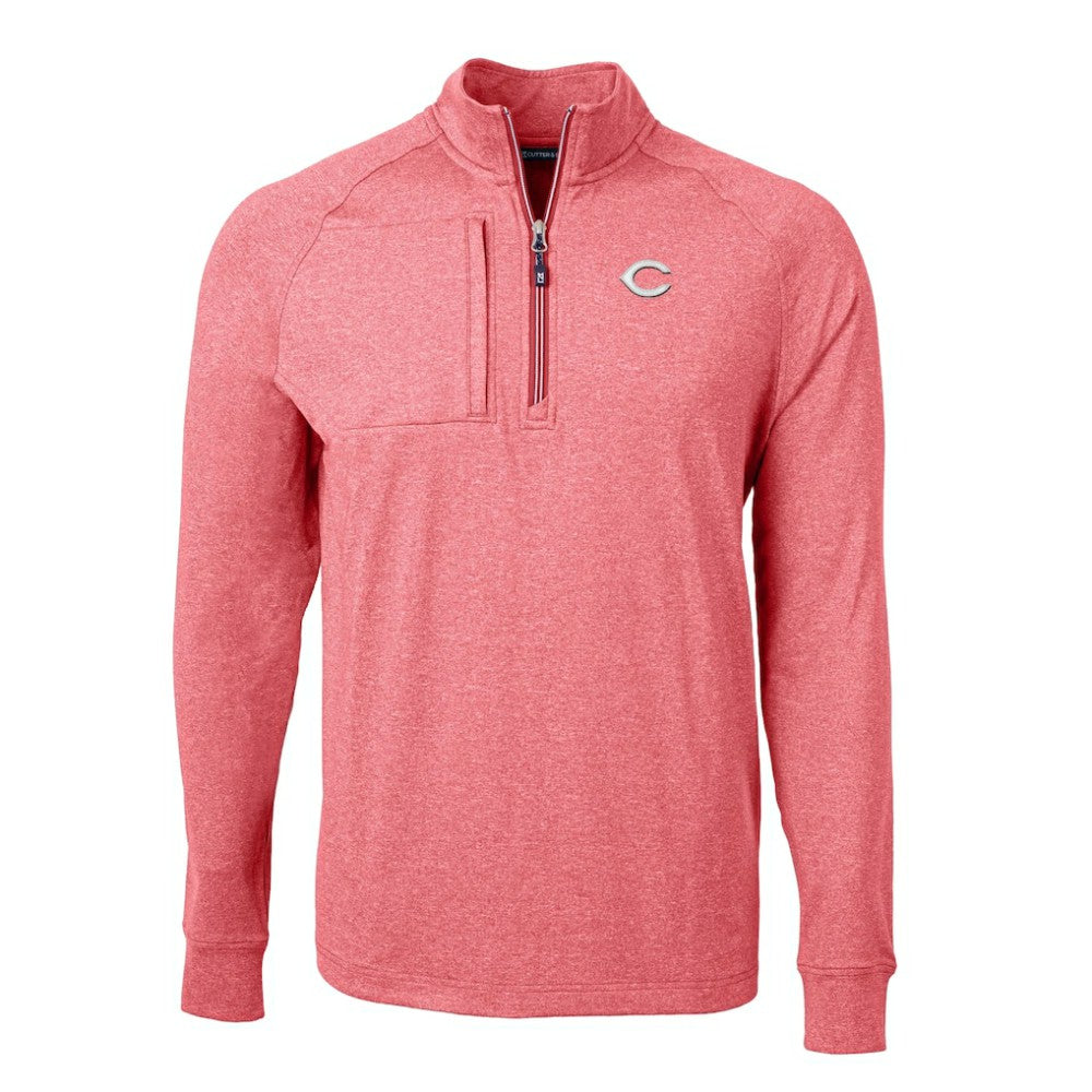 Cincinnati Reds Cutter & Buck Adapt Eco Knit Stretch Recycled Quarter-Zip Pullover Top - MLB Pullover