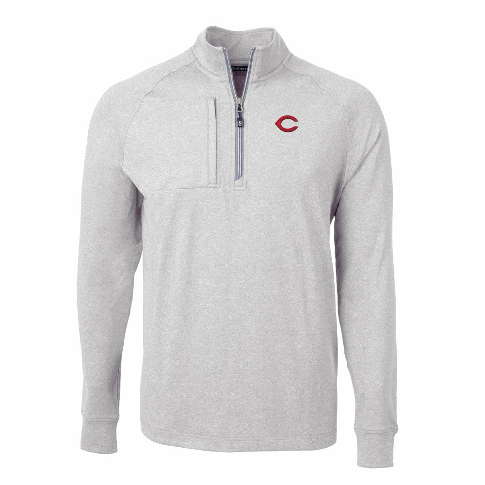 Cincinnati Reds Cutter & Buck Adapt Eco Knit Stretch Recycled Quarter-Zip Pullover Top - MLB Pullover