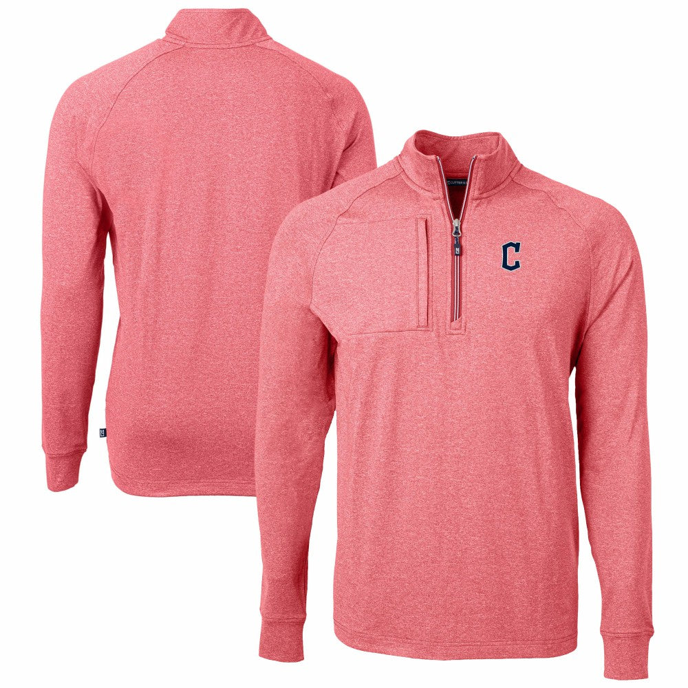 Cleveland Guardians Cutter & Buck Adapt Eco Knit Stretch Recycled Quarter-Zip Pullover Top - MLB Pullover