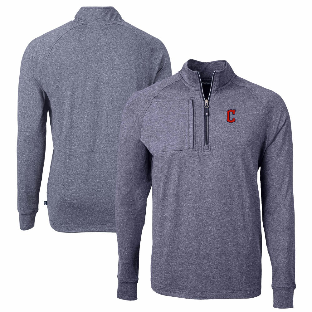 Cleveland Guardians Cutter & Buck Adapt Eco Knit Stretch Recycled Quarter-Zip Pullover Top - MLB Pullover