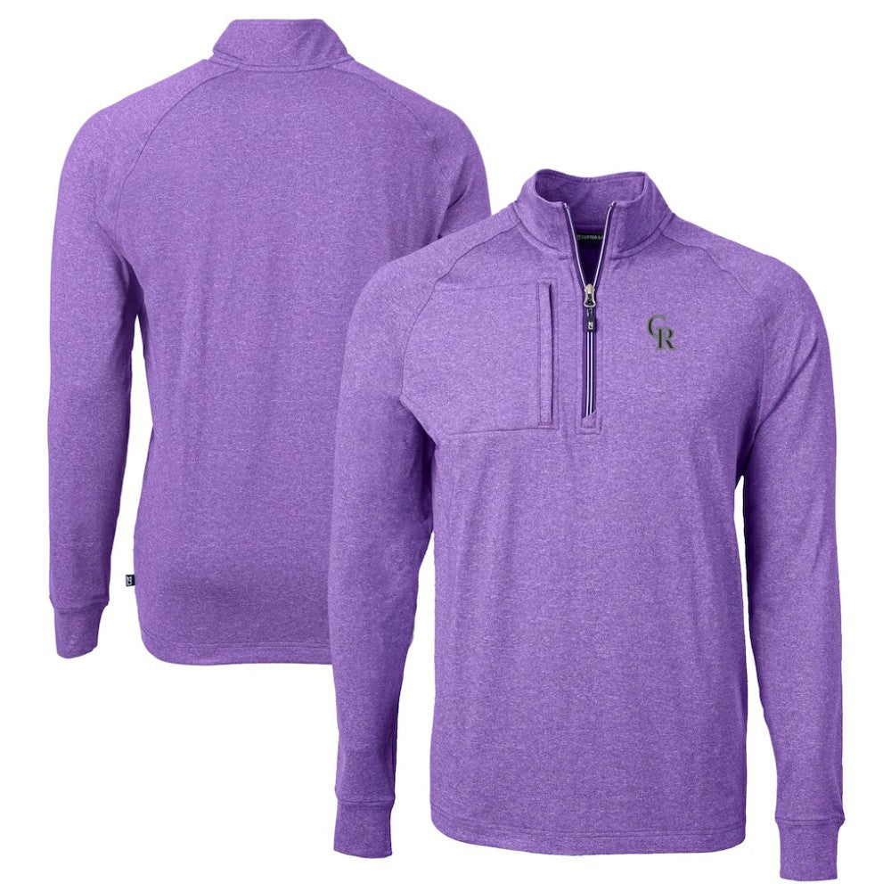 Colorado Rockies Cutter & Buck Adapt Eco Knit Stretch Recycled Quarter-Zip Pullover Top - MLB Pullover