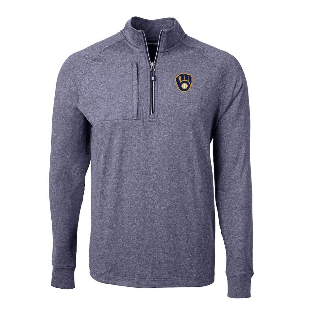 Milwaukee Brewers Cutter & Buck Adapt Eco Knit Stretch Recycled Quarter-Zip Pullover Top - MLB Pullover
