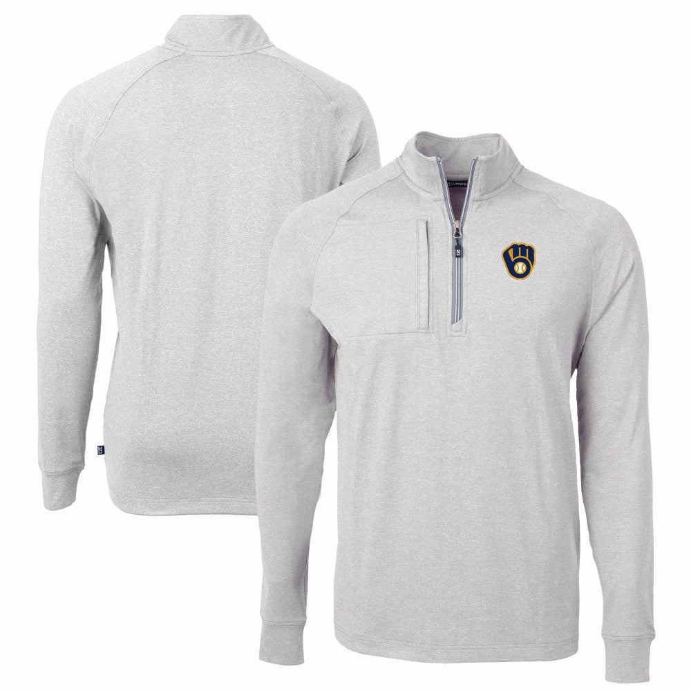 Milwaukee Brewers Cutter & Buck Adapt Eco Knit Stretch Recycled Quarter-Zip Pullover Top - MLB Pullover
