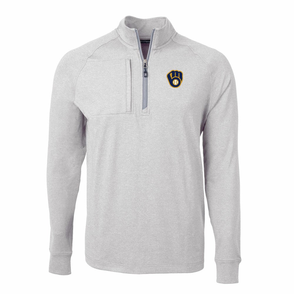 Milwaukee Brewers Cutter & Buck Adapt Eco Knit Stretch Recycled Quarter-Zip Pullover Top - MLB Pullover