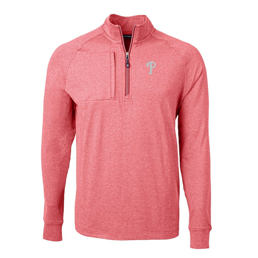 Philadelphia Phillies Cutter & Buck Adapt Eco Knit Stretch Recycled Quarter-Zip Pullover Top - MLB Pullover
