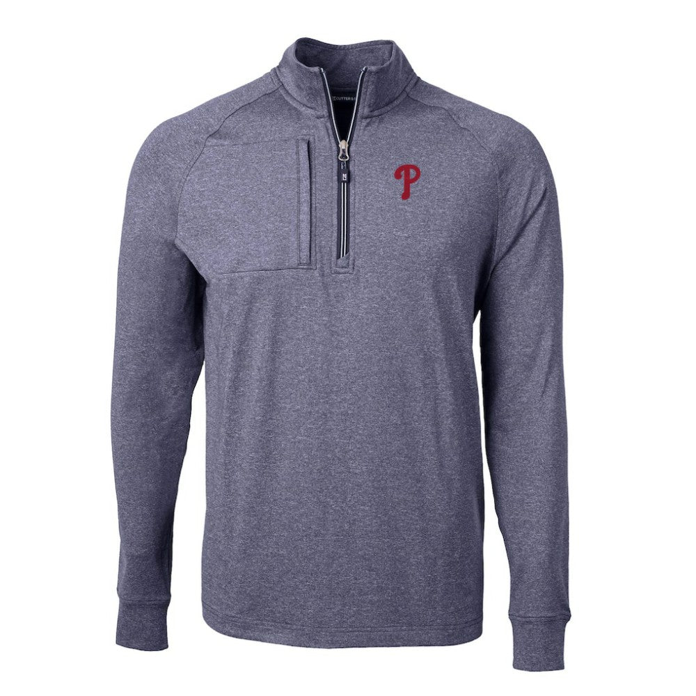 Philadelphia Phillies Cutter & Buck Adapt Eco Knit Stretch Recycled Quarter-Zip Pullover Top - MLB Pullover