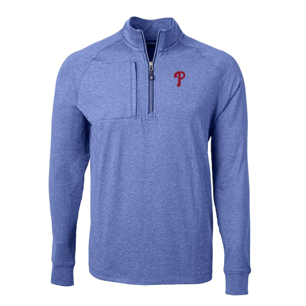 Philadelphia Phillies Cutter & Buck Adapt Eco Knit Stretch Recycled Quarter-Zip Pullover Top - MLB Pullover