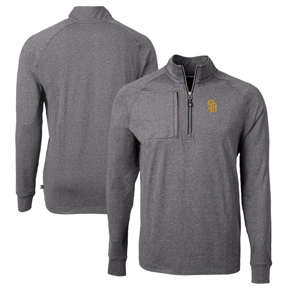 San Diego Padres Cutter & Buck Adapt Eco Knit Stretch Recycled Quarter-Zip Pullover Top - MLB Pullover