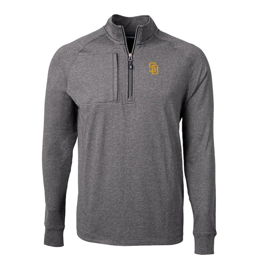 San Diego Padres Cutter & Buck Adapt Eco Knit Stretch Recycled Quarter-Zip Pullover Top - MLB Pullover