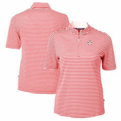 Houston Astros Cutter & Buck Women's Virtue Eco Pique Stripe Recycled Quarter-Zip Pullover Top - MLB Pullover