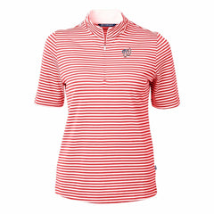 Washington Nationals Cutter & Buck Women's Virtue Eco Pique Stripe Recycled Quarter-Zip Pullover Top - MLB Pullover
