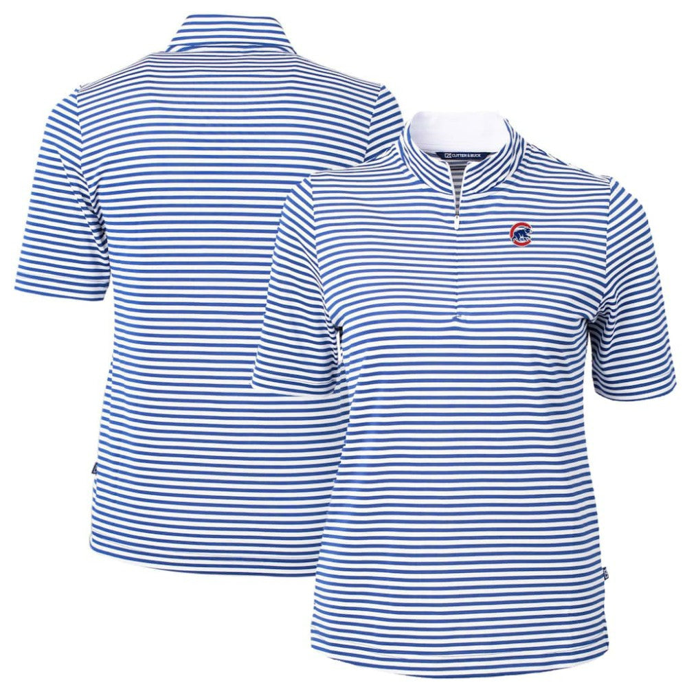 Chicago Cubs Cutter & Buck Women's Virtue Eco Pique Stripe Top - MLB Tops