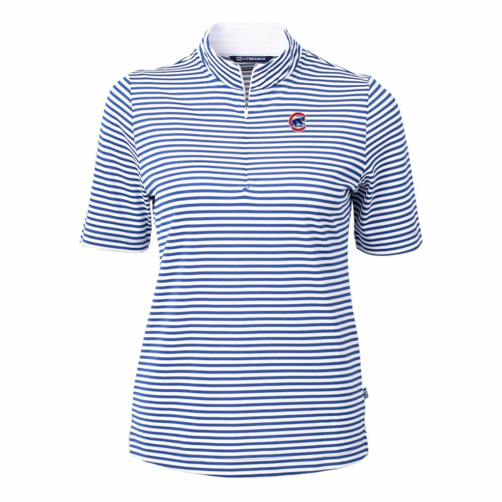 Chicago Cubs Cutter & Buck Women's Virtue Eco Pique Stripe Top - MLB Tops