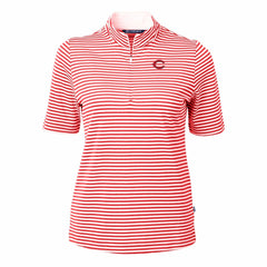 Cincinnati Reds Cutter & Buck Women's Virtue Eco Pique Stripe Top - MLB Tops