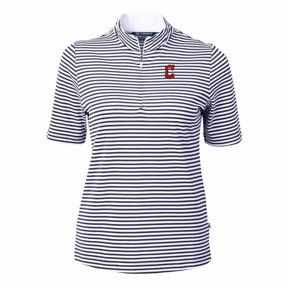 Cleveland Guardians Cutter & Buck Women's Virtue Eco Pique Stripe Top - MLB Tops