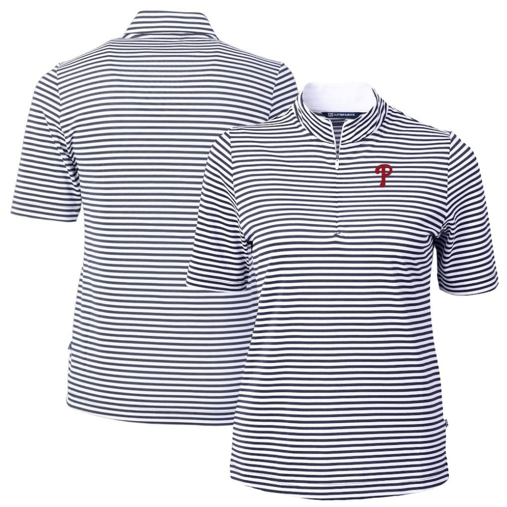 Philadelphia Phillies Cutter & Buck Women's Virtue Eco Pique Stripe Top - MLB Tops