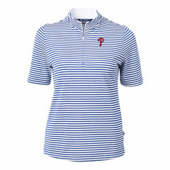Philadelphia Phillies Cutter & Buck Women's Virtue Eco Pique Stripe Top - MLB Tops
