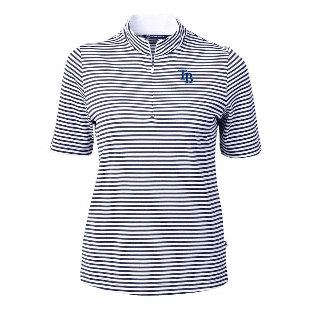 Tampa Bay Rays Cutter & Buck Women's Virtue Eco Pique Stripe Top - MLB Tops