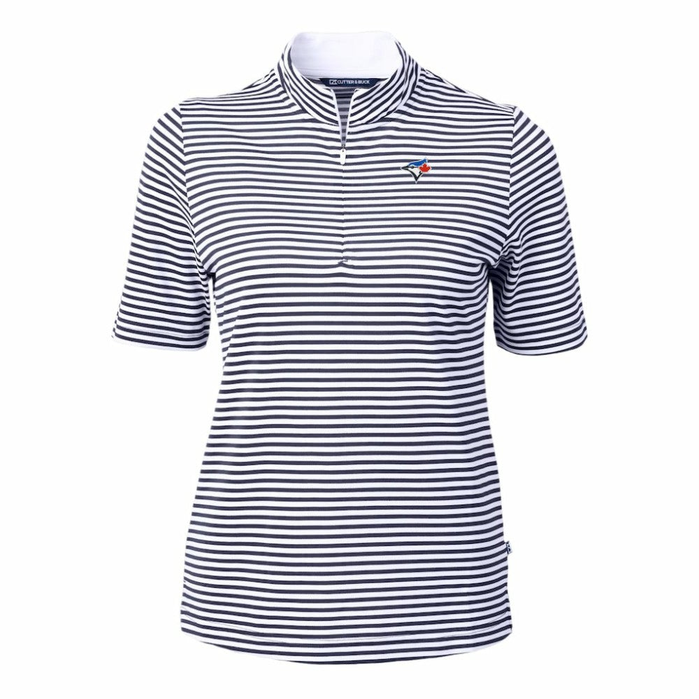 Toronto Blue Jays Cutter & Buck Women's Virtue Eco Pique Stripe Top - MLB Tops