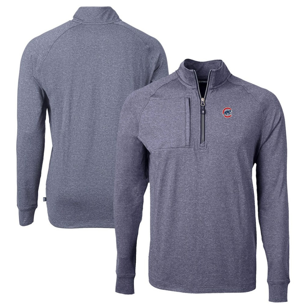Chicago Cubs Cutter & Buck Big & Tall Adapt Eco Knit Stretch Recycled Quarter-Zip Pullover Top - MLB Pullover