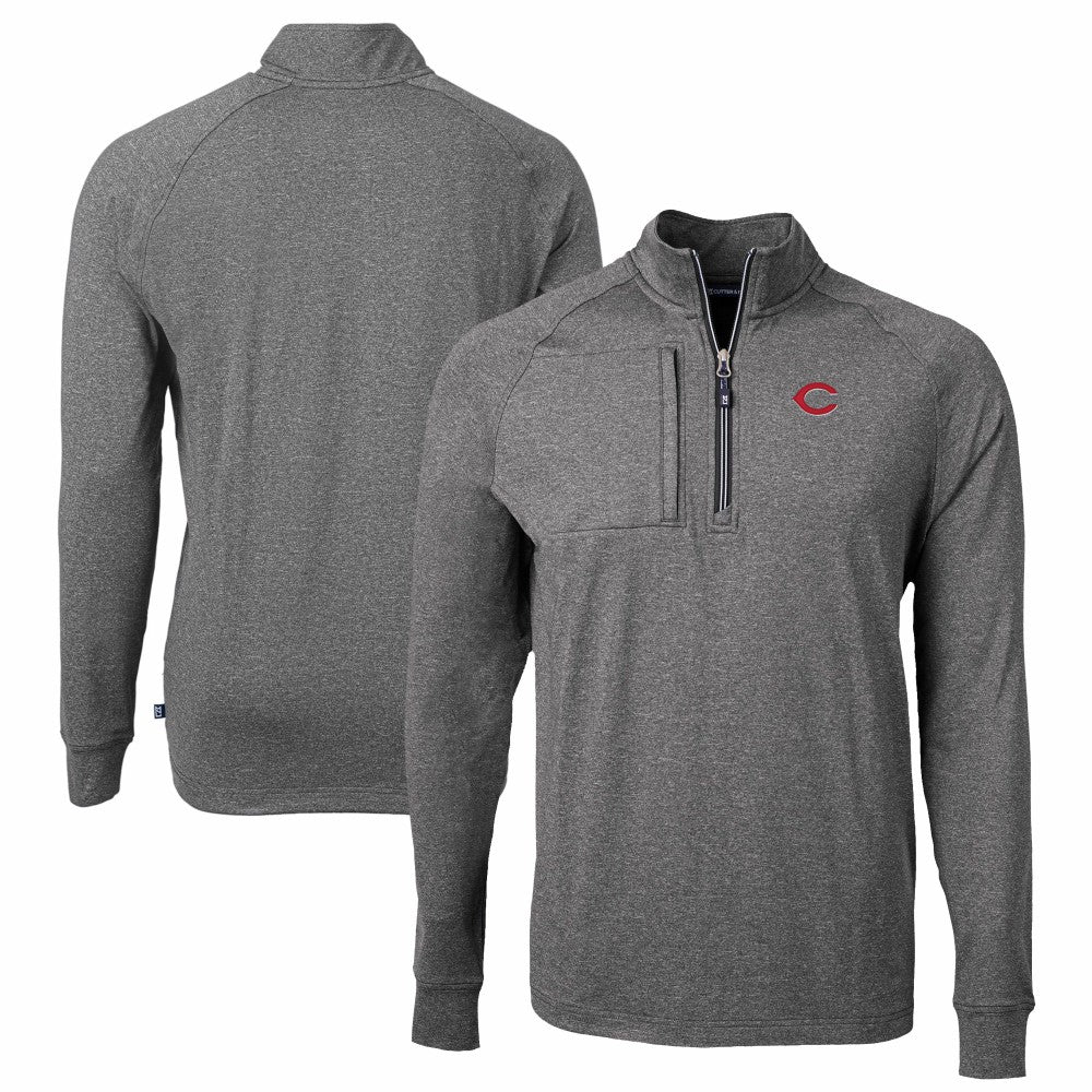 Cincinnati Reds Cutter & Buck Big & Tall Adapt Eco Knit Stretch Recycled Quarter-Zip Pullover Top - MLB Pullover