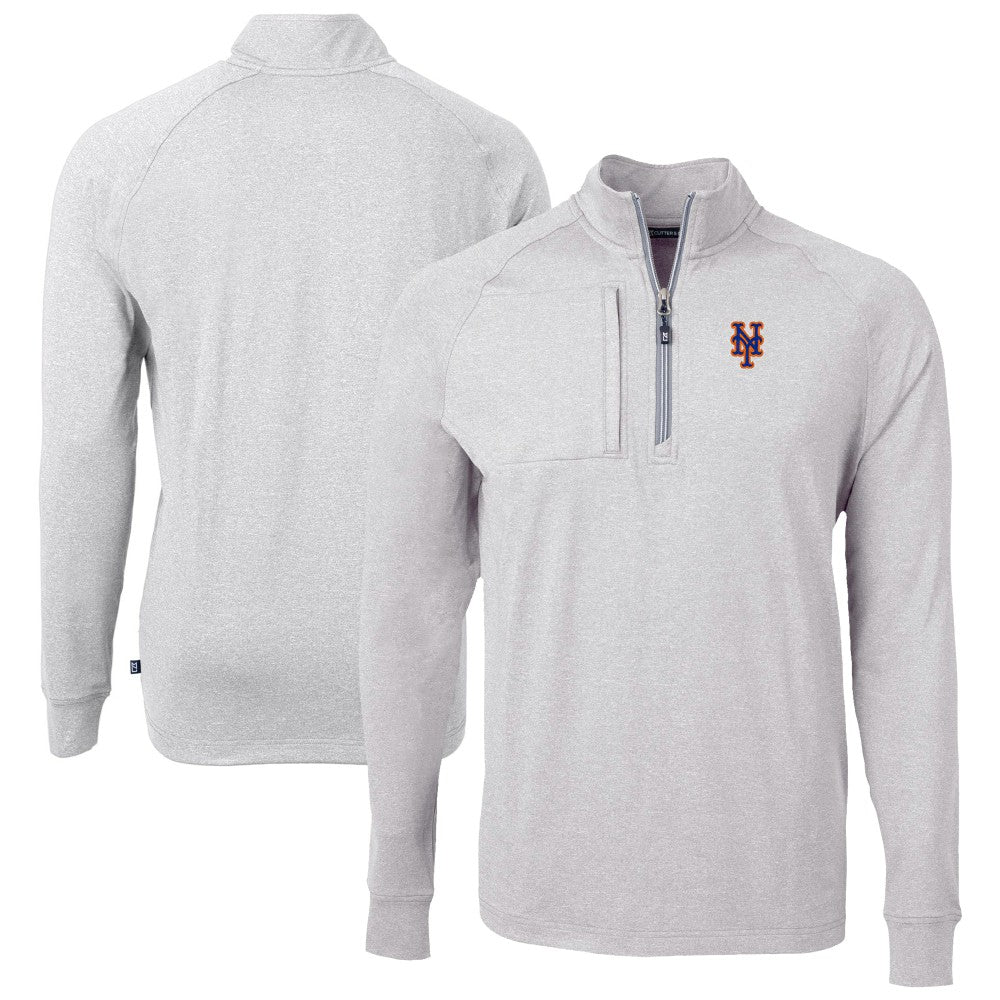 New York Mets Cutter & Buck Big & Tall Adapt Eco Knit Stretch Recycled Quarter-Zip Pullover Top - MLB Pullover