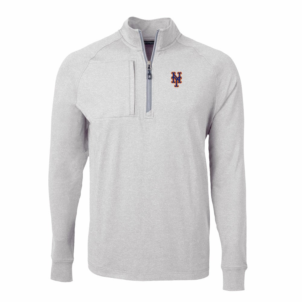 New York Mets Cutter & Buck Big & Tall Adapt Eco Knit Stretch Recycled Quarter-Zip Pullover Top - MLB Pullover