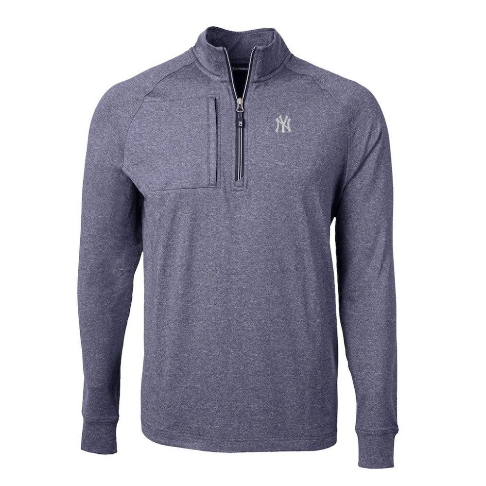 New York Yankees Cutter & Buck Big & Tall Adapt Eco Knit Stretch Recycled Quarter-Zip Pullover Top - MLB Pullover