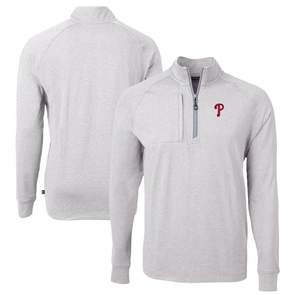 Philadelphia Phillies Cutter & Buck Big & Tall Adapt Eco Knit Stretch Recycled Quarter-Zip Pullover Top - MLB Pullover